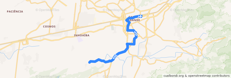Mapa del recorrido Ônibus 845 - Campo Grande → Cantagalo de la línea  en ریودو ژانیرو.