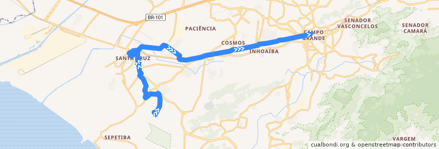 Mapa del recorrido Ônibus 839 - Santa Veridiana → Campo Grande de la línea  en Рио-де-Жанейро.