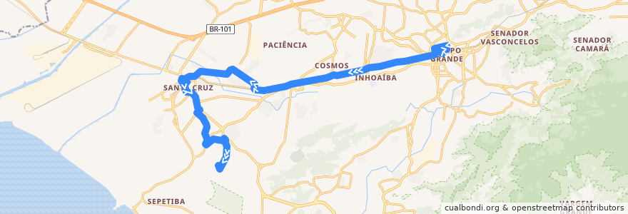 Mapa del recorrido Ônibus 839 - Campo Grande → Santa Veridiana de la línea  en Рио-де-Жанейро.