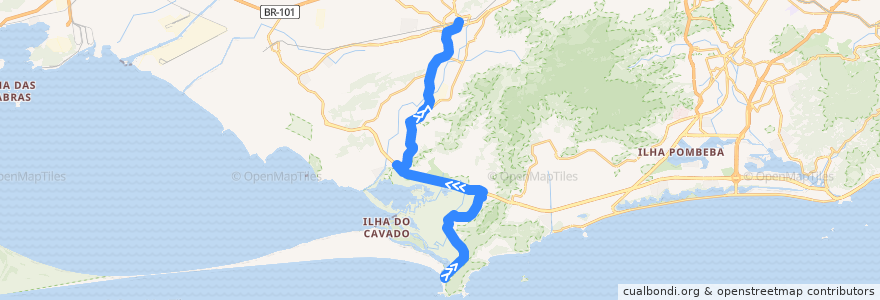 Mapa del recorrido Ônibus SE 867 - Barra de Guaratiba → Campo Grande de la línea  en Río de Janeiro.