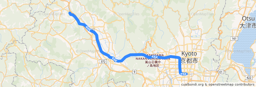 Mapa del recorrido 嵯峨野線 de la línea  en Kyoto Prefecture.