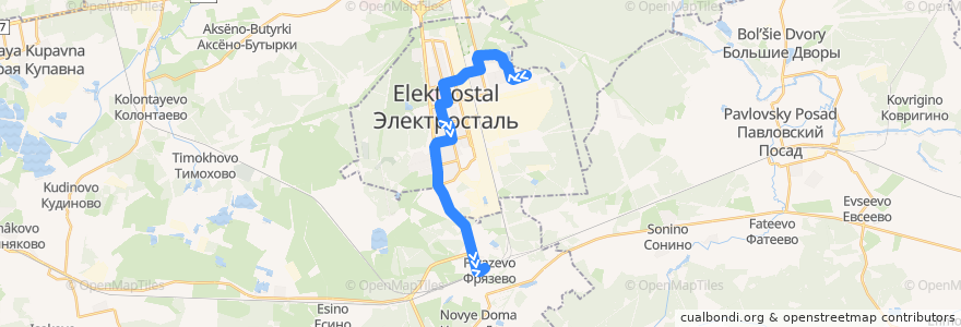 Mapa del recorrido Автобус 60 de la línea  en Elektrostal.