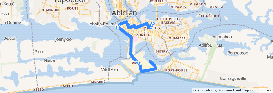 Mapa del recorrido bus 07 : Gare Marcory → Terminus Cité Vridi de la línea  en アビジャン.