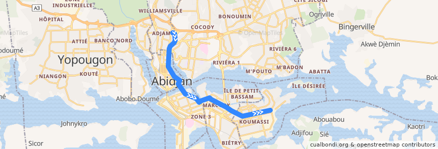 Mapa del recorrido bus 11 : Liberte Adjame → Koumassi Mesano de la línea  en アビジャン.