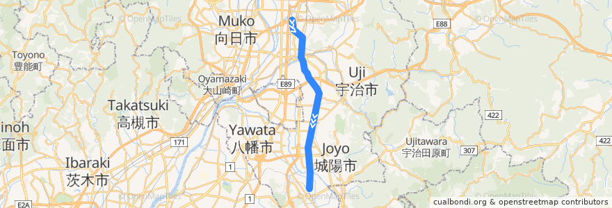 Mapa del recorrido 京都地下鉄-近鉄京都線 de la línea  en Präfektur Kyōto.