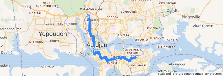 Mapa del recorrido bus 03 : Gare Nord → Marcory Anoumabo Aliodan de la línea  en Абиджан.