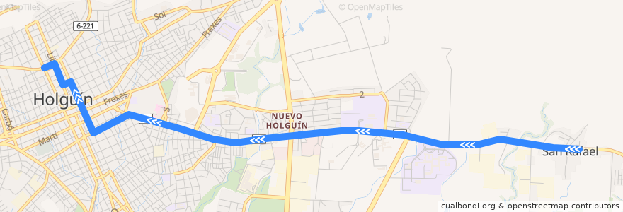 Mapa del recorrido Holguín A11 San Rafael - Capdevila - de la línea  en Ciudad de Holguín.