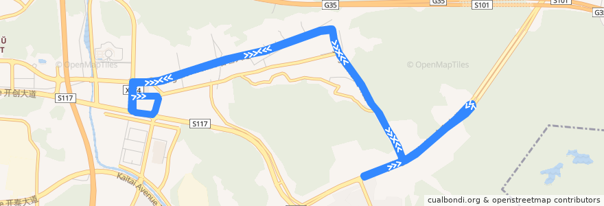 Mapa del recorrido 942路(地铁香雪站总站环线) de la línea  en 황푸구.