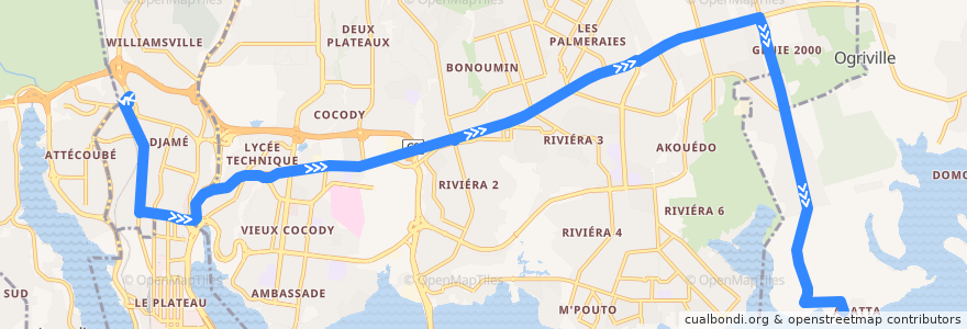 Mapa del recorrido bus 616 : Gare Nord Adjamé → Abatta Village de la línea  en Абиджан.