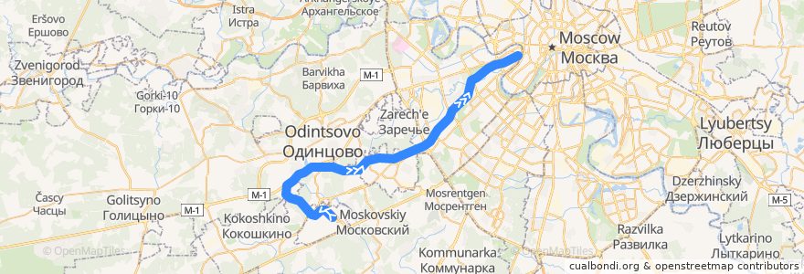 Mapa del recorrido Аэроэкспресс: Аэропорт Внуково -> Москва de la línea  en Distrito Federal Central.