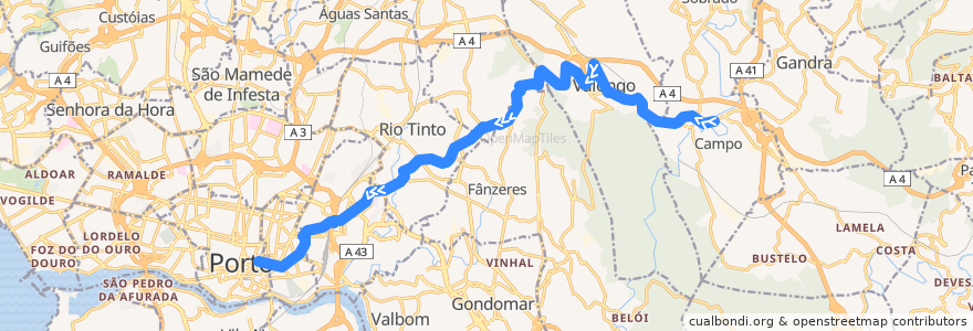 Mapa del recorrido 700 Campo => Bolhão de la línea  en 포르투.