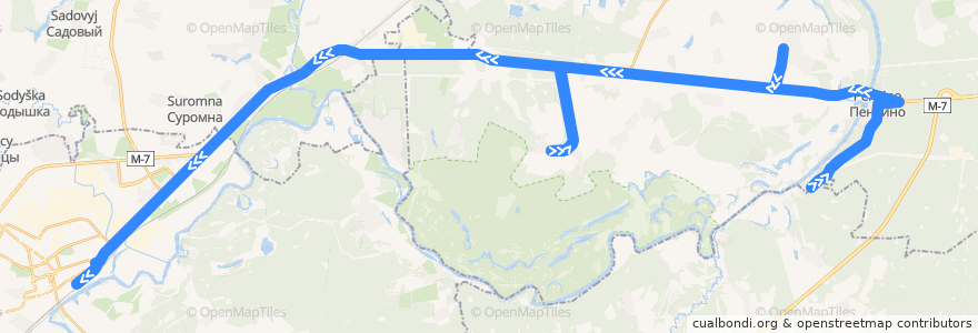Mapa del recorrido Автобус №107: Пенкино -> г.Владимир de la línea  en Óblast de Vladímir.