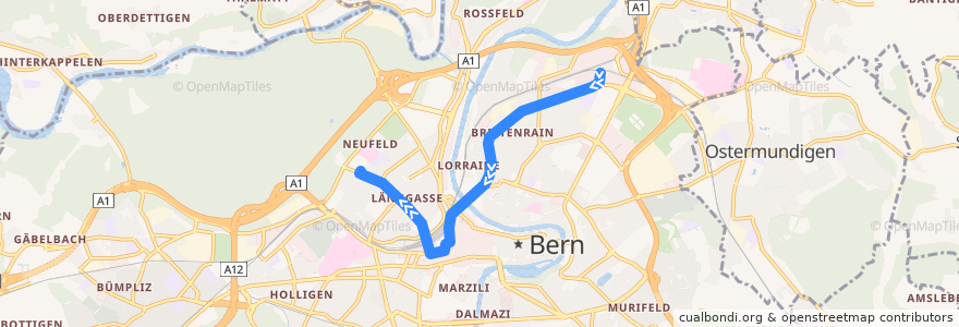 Mapa del recorrido Trolleybus 20: Wankdorf Bahnhof => Länggasse de la línea  en برن.