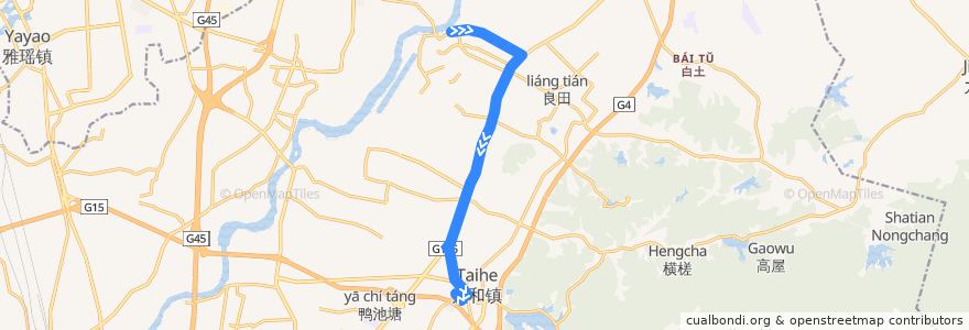 Mapa del recorrido 976路(竹料总站-太和总站) de la línea  en Baiyun.