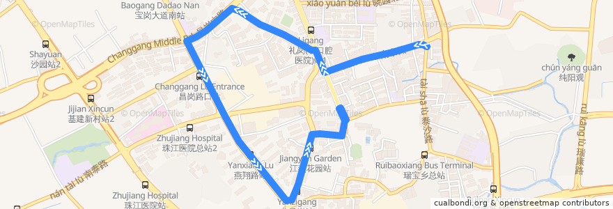 Mapa del recorrido 992路(地铁江泰路站总站环线) de la línea  en District de Haizhu.