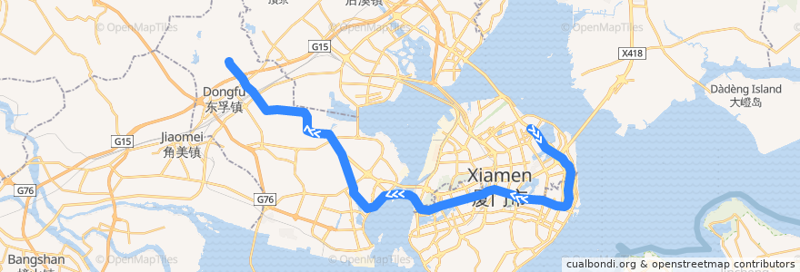 Mapa del recorrido 厦门轨道交通2号线（五缘湾→天竺山） de la línea  en 福建省.