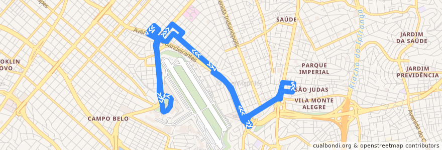 Mapa del recorrido 609J-10 Aeroporto → Metrô São Judas → Aeroporto de la línea  en São Paulo.