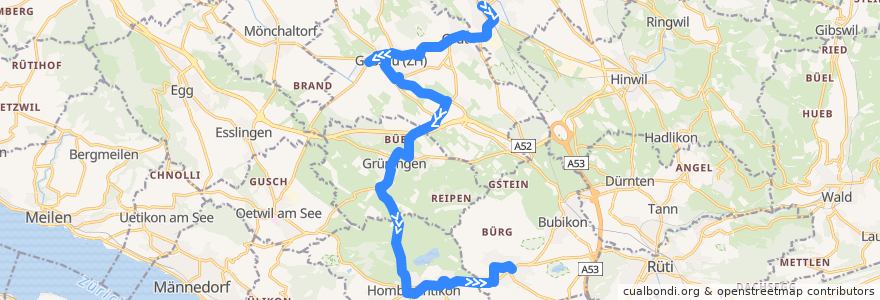 Mapa del recorrido Bus N86: Wetzikon ZH, Bahnhof => Wolfhausen, Zinkereistrasse de la línea  en Zürich.
