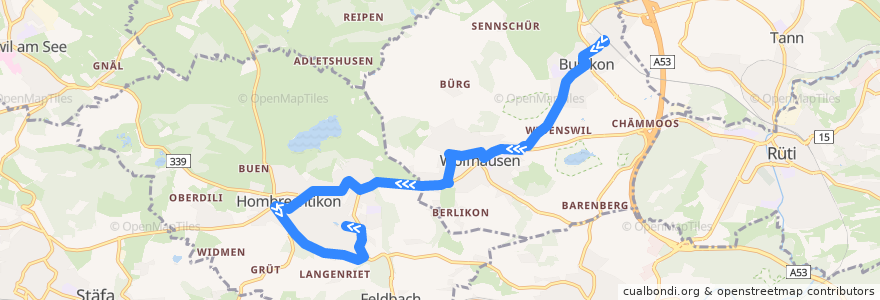 Mapa del recorrido Bus 880: Bubikon, Bahnhof => Hombrechtikon, Eichtal de la línea  en Zúrich.