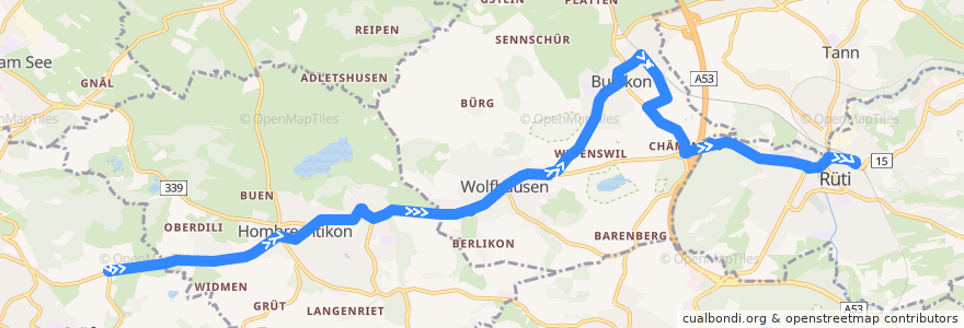 Mapa del recorrido Bus 880: Stäfa, Frohberg => Rüti ZH, Bahnhof de la línea  en Zürih.
