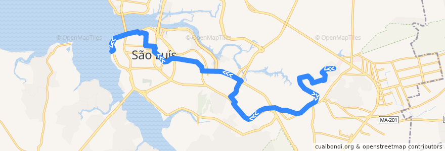 Mapa del recorrido Piquizeiro / Pão de Açucar / TPG (Sentido Centro) de la línea  en São Luís.
