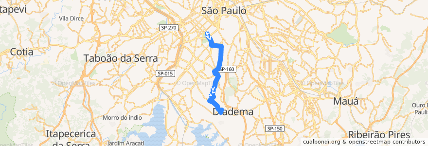 Mapa del recorrido 6338-10 Jd. Miriam de la línea  en 聖保羅.
