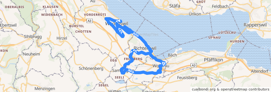 Mapa del recorrido Bus N27: Wädenswil, Bahnhof => Richterswil, Schwyzerstrasse de la línea  en スイス.
