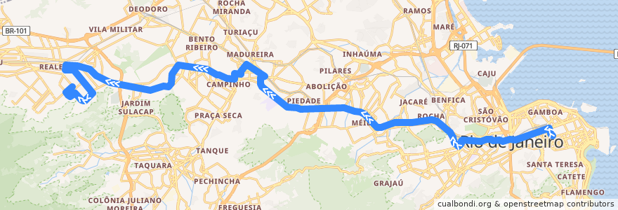 Mapa del recorrido Ônibus 383 - Praça da República → Realengo de la línea  en ریودو ژانیرو.