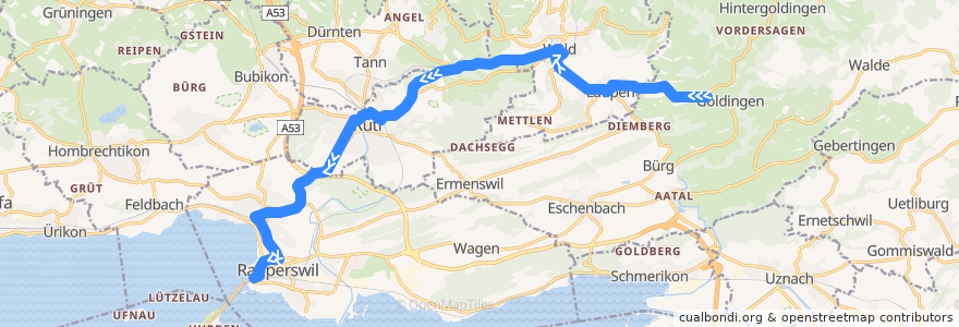Mapa del recorrido Bus 885: Goldingen, Egligen => Rapperswil SG, Bahnhof de la línea  en İsviçre.