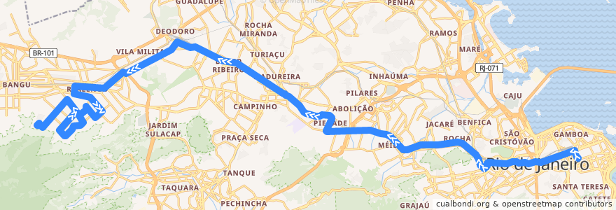 Mapa del recorrido Ônibus 391 - Praça Tiradentes → Padre Miguel de la línea  en Рио-де-Жанейро.