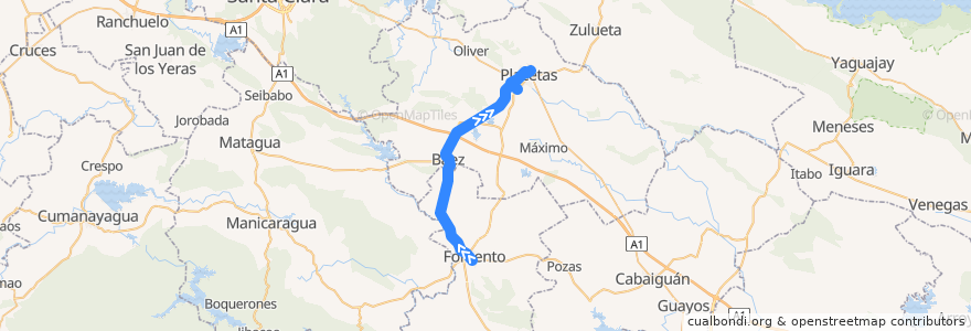 Mapa del recorrido Tren Placetas Fomento de la línea  en 쿠바.