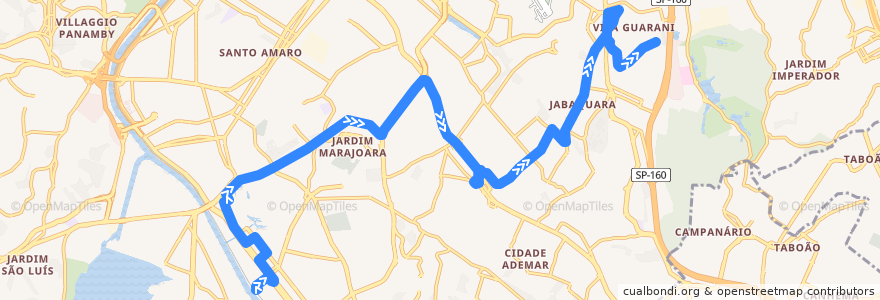 Mapa del recorrido 675P-10 Metrô Conceição de la línea  en São Paulo.