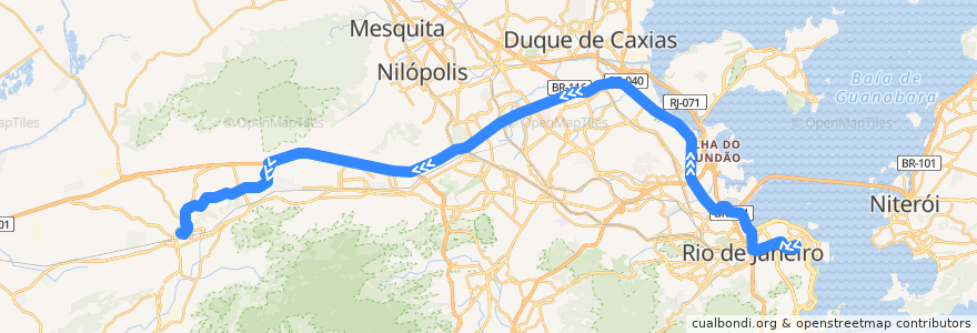 Mapa del recorrido Ônibus SR 398 - Tiradentes → Campo Grande de la línea  en Río de Janeiro.