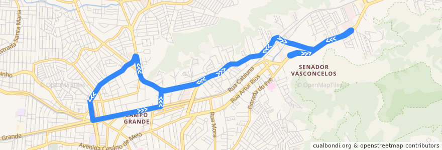 Mapa del recorrido Ônibus LECD 29 - Vasconcelos → Campo Grande de la línea  en ریودو ژانیرو.