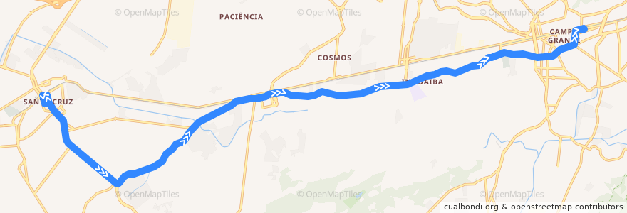 Mapa del recorrido Ônibus LECD 33 - Santa Cruz → Campo Grande de la línea  en 리우데자네이루.