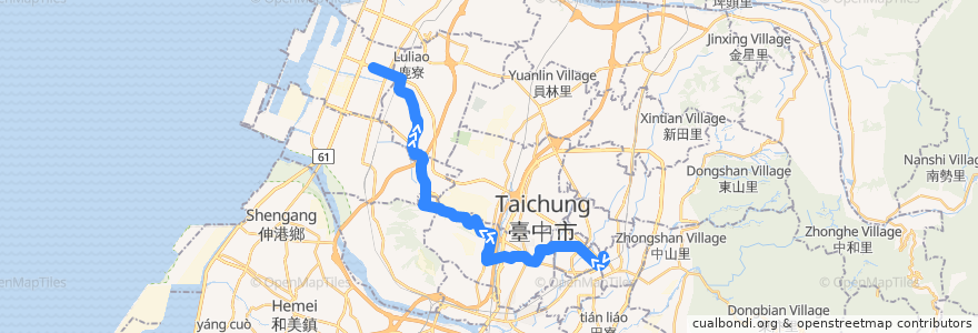 Mapa del recorrido 290路 (往童綜合醫院(梧棲院區)) de la línea  en 台中市.