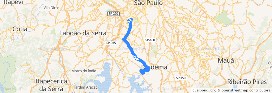 Mapa del recorrido 516N-10 Jd. Miriam de la línea  en ساو باولو.