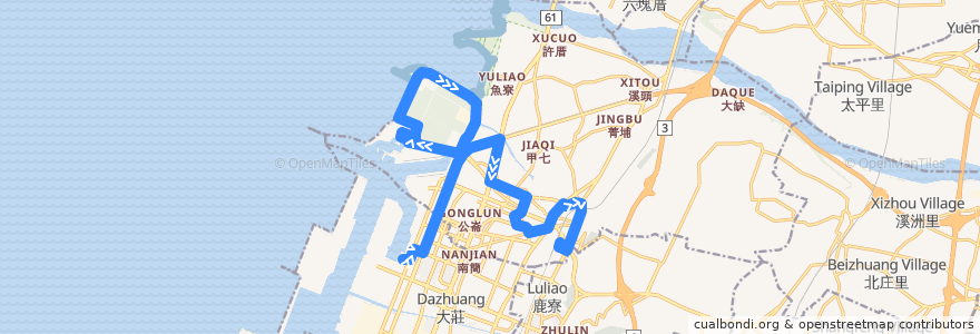 Mapa del recorrido 688路 (往清水車站) de la línea  en 清水區.