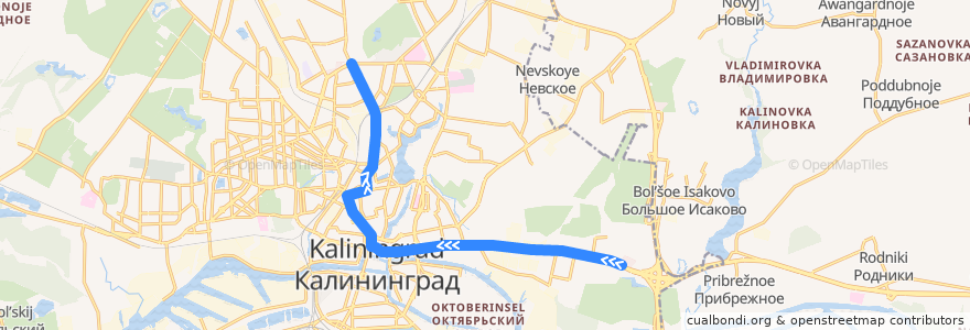 Mapa del recorrido Троллейбус 7 Автоцентр Тойота - Зелёная улица de la línea  en Kaliningrad.