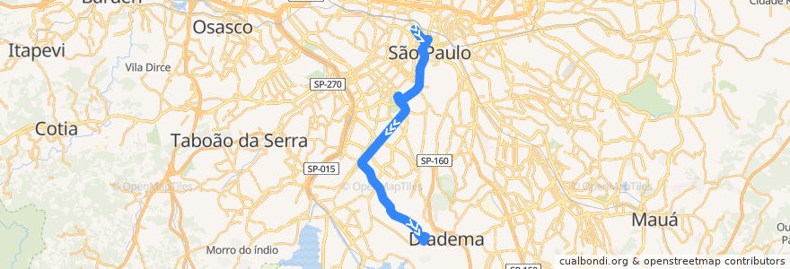 Mapa del recorrido 509M-10 Jd. Miriam de la línea  en سائوپائولو.