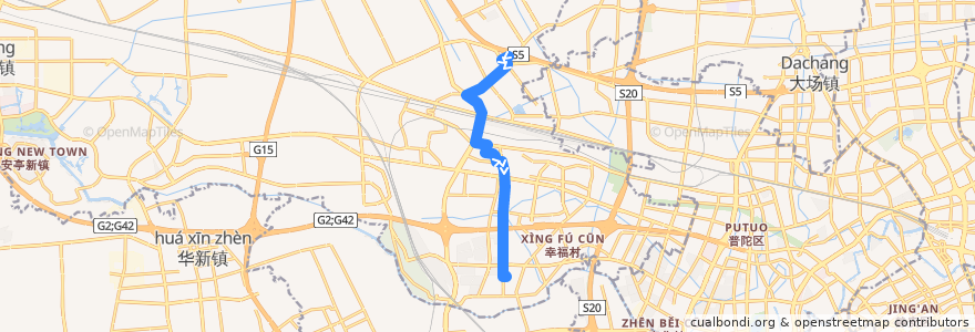 Mapa del recorrido 嘉定129路 方向公交南翔站 de la línea  en Цзядин.