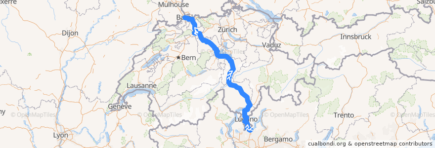 Mapa del recorrido Flixbus 1524: Rom, Ananigna => Basel, Bahnhof SBB de la línea  en سوئیس.