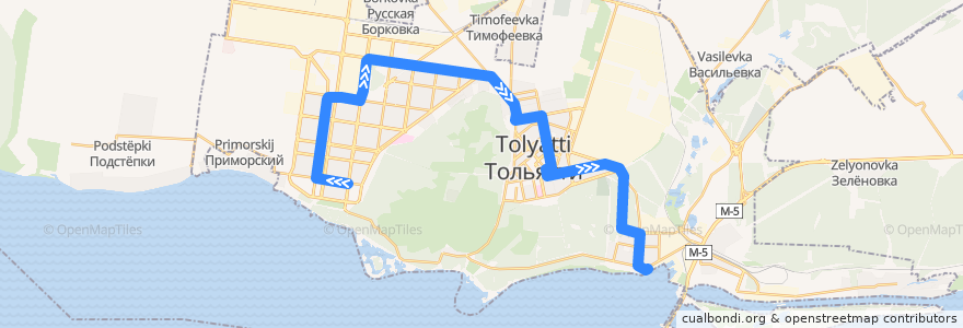 Mapa del recorrido Троллейбус №18 8 квартал - Речной вокзал de la línea  en городской округ Тольятти.