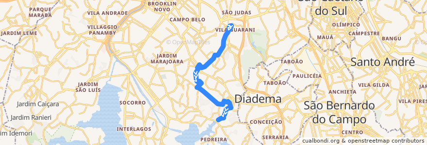Mapa del recorrido 5759-10 Pq. Primavera de la línea  en Sao Paulo.