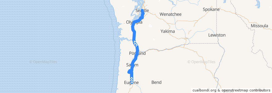 Mapa del recorrido Flixbus 2110: Eugene => Seattle de la línea  en Соединённые Штаты Америки.