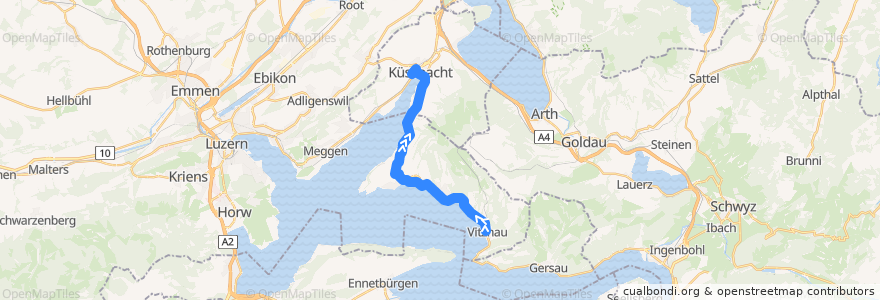 Mapa del recorrido Bus 28: Vitznau, Station => Küssnacht am Rigi, Bahnhof de la línea  en Schweiz/Suisse/Svizzera/Svizra.