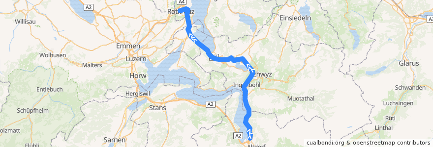Mapa del recorrido S2: Flüelen => Rotkreuz de la línea  en 瑞士.
