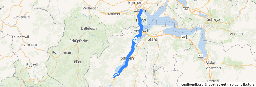 Mapa del recorrido S5: Giswil => Luzern de la línea  en Switzerland.