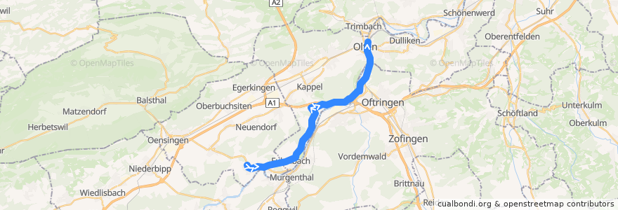 Mapa del recorrido Bus 126: Wolfwil, Oberdorf => Olten, Bahnhof de la línea  en Suiza.