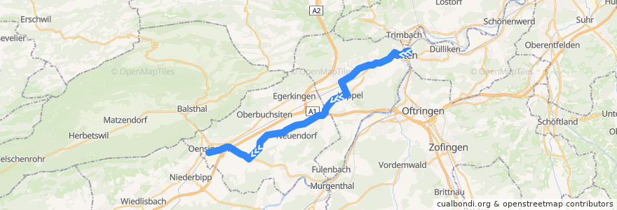Mapa del recorrido Bus N55: Olten, Bahnhof => Oensingen, Bahnhof Süd de la línea  en Золотурн.